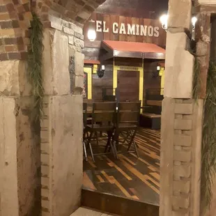 the entrance to the restaurant