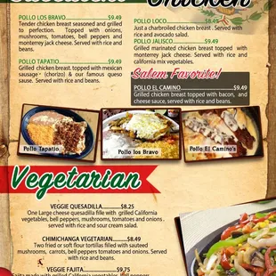a menu for a mexican restaurant