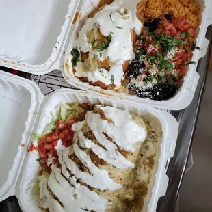 Burrito and chili relleno plate. 4.5 &amp; 2.5 stars!