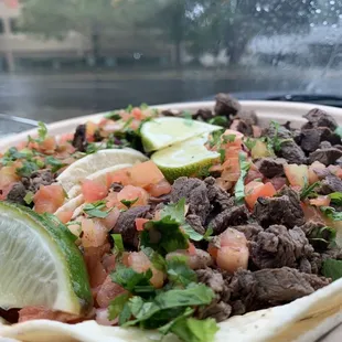 a plate of mexican food