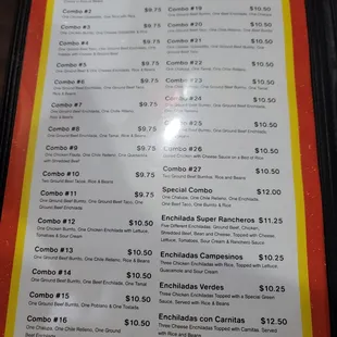 menu