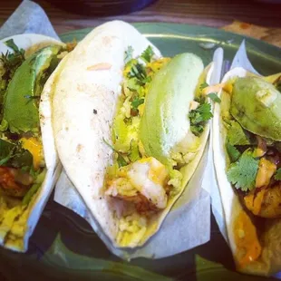 Shrimp tacos with avocado