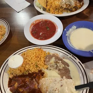 plates of mexican food on a table