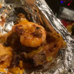 Shrimp and beef nacho
