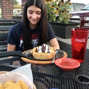 Izzy enjoying some Fried Ice-cream