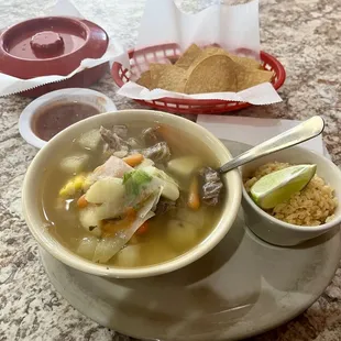 Piping hot bowl of caldo de res.