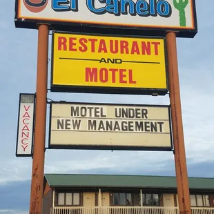 sign for restaurant and motel