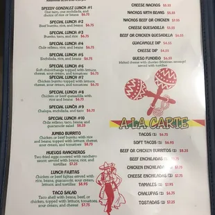 menu