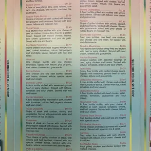 the menu