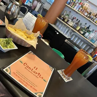 Great tasting salsa and guac! 2 micheladas