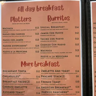 breakfast menu