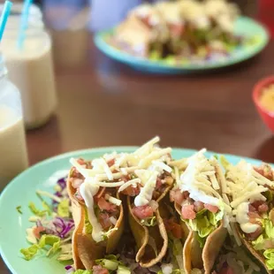 Potato tacos and horchatas