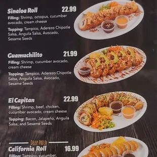 Sushi Menu