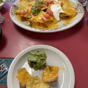 Nachos and guacamole.  Great snack!