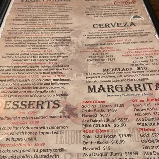 a menu for a mexican restaurant