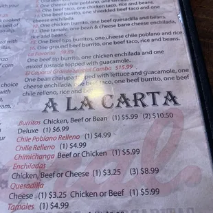 menu