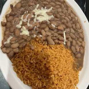 a plate of beans and rice