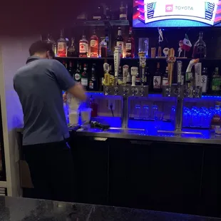 Working hard on margaritas!!  The best!! Enough alcohol to forget your name!