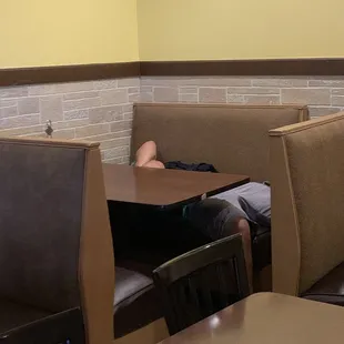 Employee snoring in booth