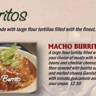 Mach Burrito menu item