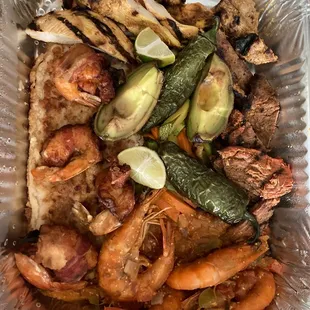 Came with rice, beans and tortillas. Pretty good meal for $45.