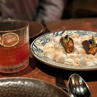 "surf and turf" one-hitters (SO yum) with the La Famosa (a sotol Naked &amp; Famous -- funky and awesome)