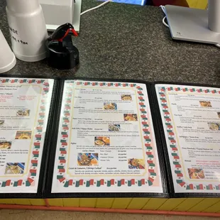 the menus