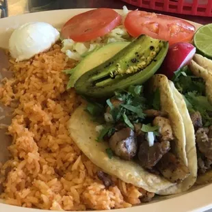 One chicken, two Carne Asada.