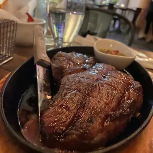 steak in a skillet