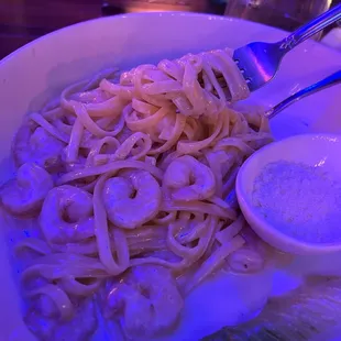 Fettuccine Alfredo with shrimp