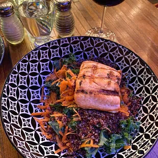 Kale Salad with Salmon, Happy Hour $22