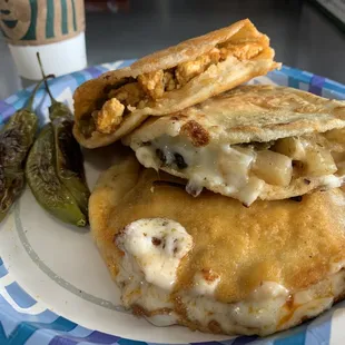 two quesadillas on a plate