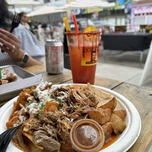 Chilaquiles with carnitas.