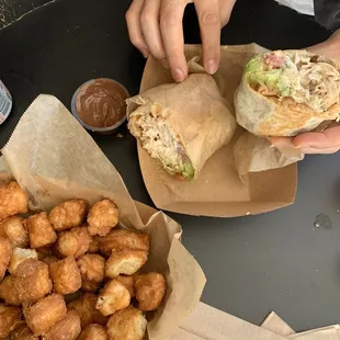 Chicken Burrito &amp; Bunuelos... both nice &amp; fresh but need more flavor - chicken needs spice