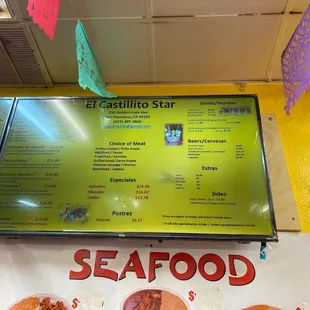 a menu for a seafood restaurant