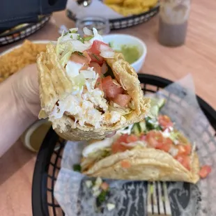 Fish taco on corn tortilla