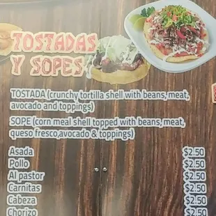menu, tacos