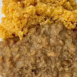 Rice and the best refried beans I&apos;ve ever had