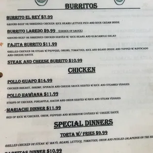the menu