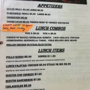 menu
