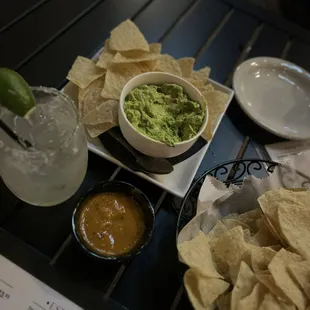 Margarita, Guacamole, and Chips.