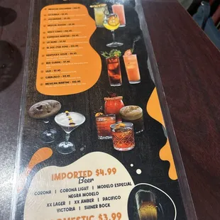 Drink menu