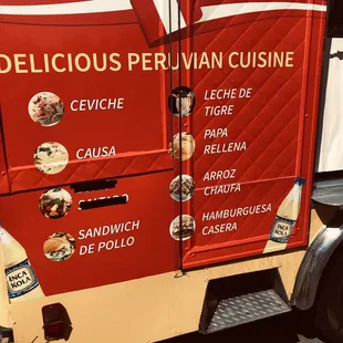Posted menu on truck