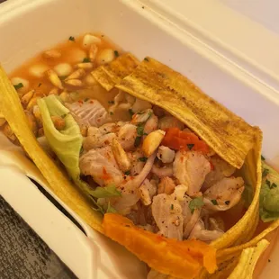 Ceviche de pescado, and ají de gallina