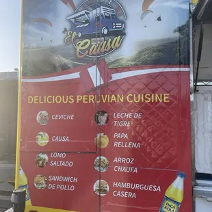 El causa food truck menu