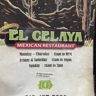 a menu for a mexican restaurant