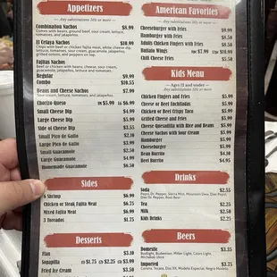 a menu for a mexican restaurant