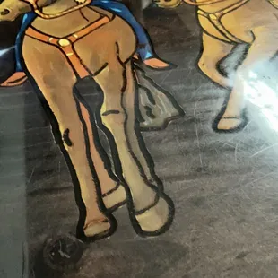 a drawing of a man riding a horse