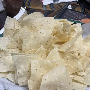 a plate of tortilla chips