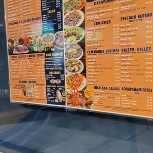 Great variety of dishes in the menu